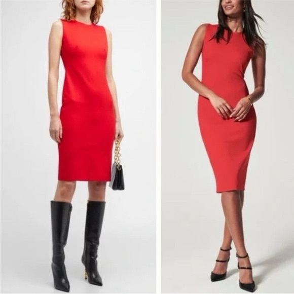 Spanx The Perfect Sheath Dress Red Size XL Sleeveless Slimming Ponte Knit - Picture 1 of 13